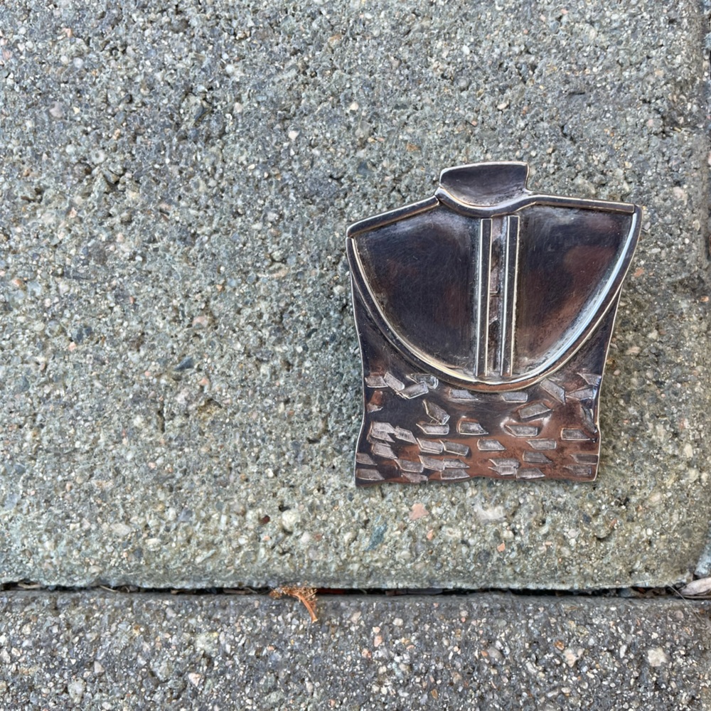 Vintage. Silver. Rectangular Human Chest Pendant - image 3